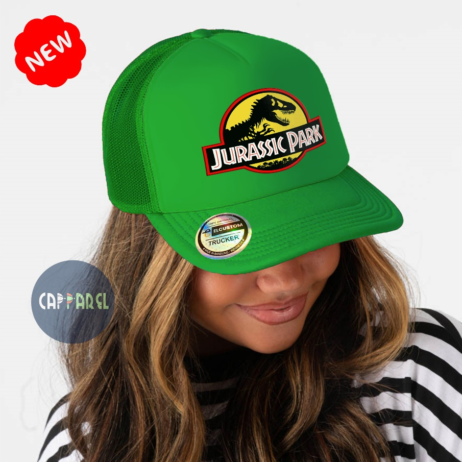 Topi JURASSIC PARK /Topi Snapback Pria /Topi Trucker Jaring /Topi Distro Skena Outfit /Topi Cowok St