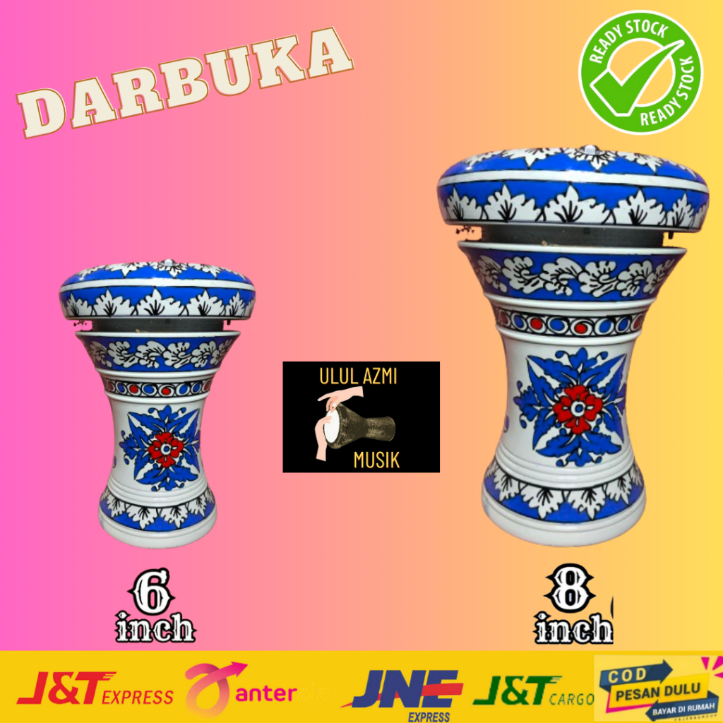 DARBUKA HADROH MURAH 8 INCH MIKA POWER BEAT ASLI TUMBUK BATU MOTIF BATIK GENDANG MARAWIS HADROH