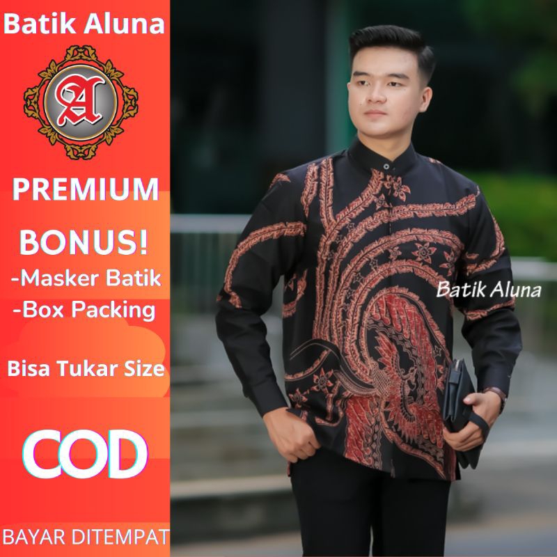 BATIK KOKO PRIA LENGAN PANJANG WARNA HITAM BATIK KOKO PREMIUM BAJU KOKO BATIK PRIA KOKO BATIK PRIA L