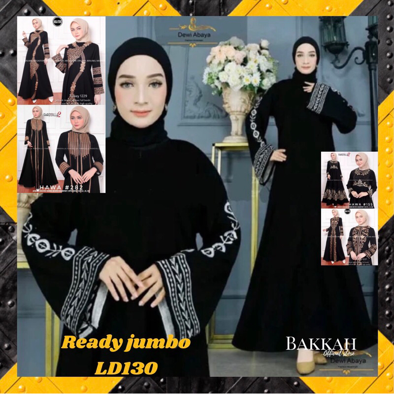 GAMIS ABAYA HITAM SAUDI JETBLACK SIZE LENGKAP S M L XL XXL - ABAYA JUMBO REAL LD 130  - GAMIS HITAM 