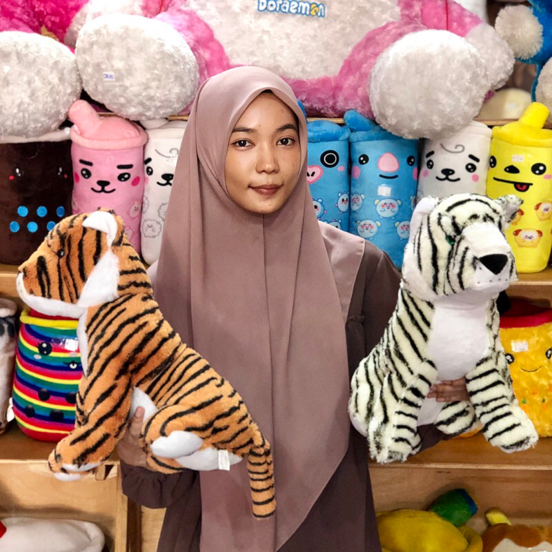 Boneka Harimau putih orange macan tutul singa duduk korea import boneka karakter kucing hutan lucu S