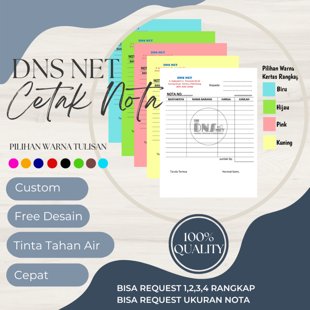 

CUSTOM CETAK NOTA FULL COLOUR 1 PLY / 2 PLY / 3 PLY / 4 PLY | NOTA TOKO | NOTA OLSHOP | KWITANSI