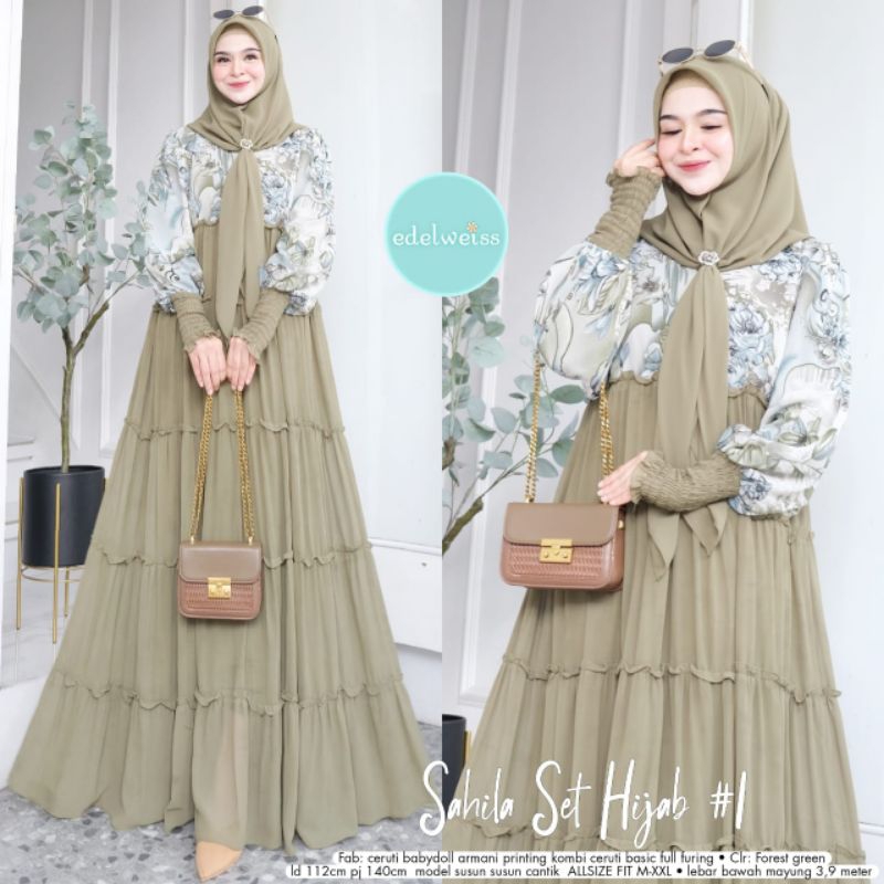 sahila#1 #2 gamis set hijab