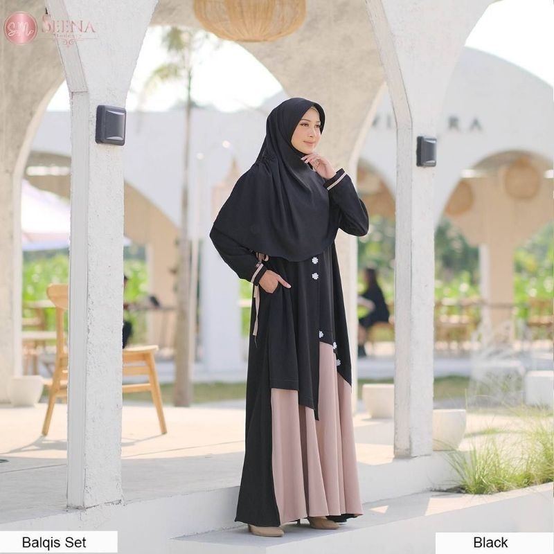 Balqis Dress - Tampil Simpel Tapi Elegan dengan Pilihan Warna Cashmere dan Black dari SeenaModesty