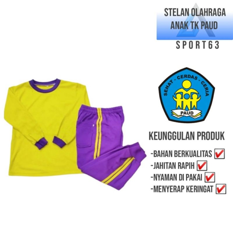 Seragam olahraga anak TK/Paud/satu set baju olahraga anak TK/paud/seragam olahraga anak tk lengan pa