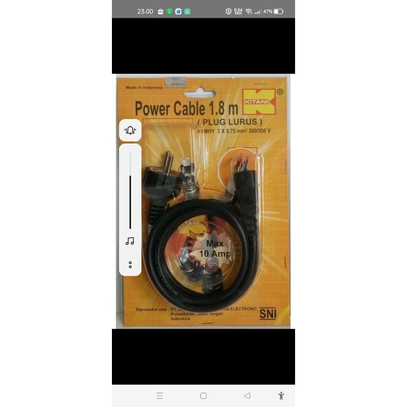 KABEL POWER 1.8 METER 3X0.75 / KITANI KABEL POWER 3X0.75 1.8M KITANI