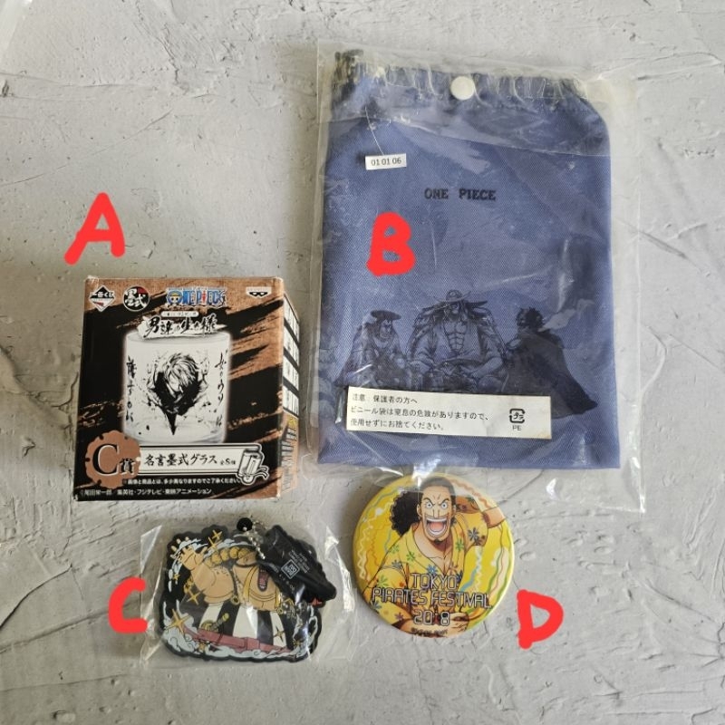official merch one piece pouch pin gelas rubber shirohige roger dkk