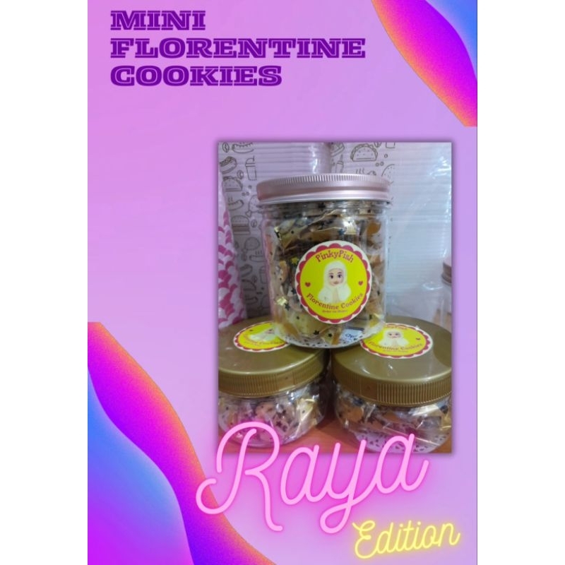 

Premium Mini Florentine Cookies Raya Edition toples 600 ml isi 20 pcs