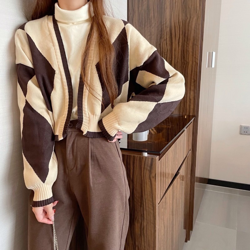 AJW Cardigan Diamond Knit Bangkok Premium WBQ | Kardigan Rajut Bangkok Bkk | Atasan Rajut Wanita Cro