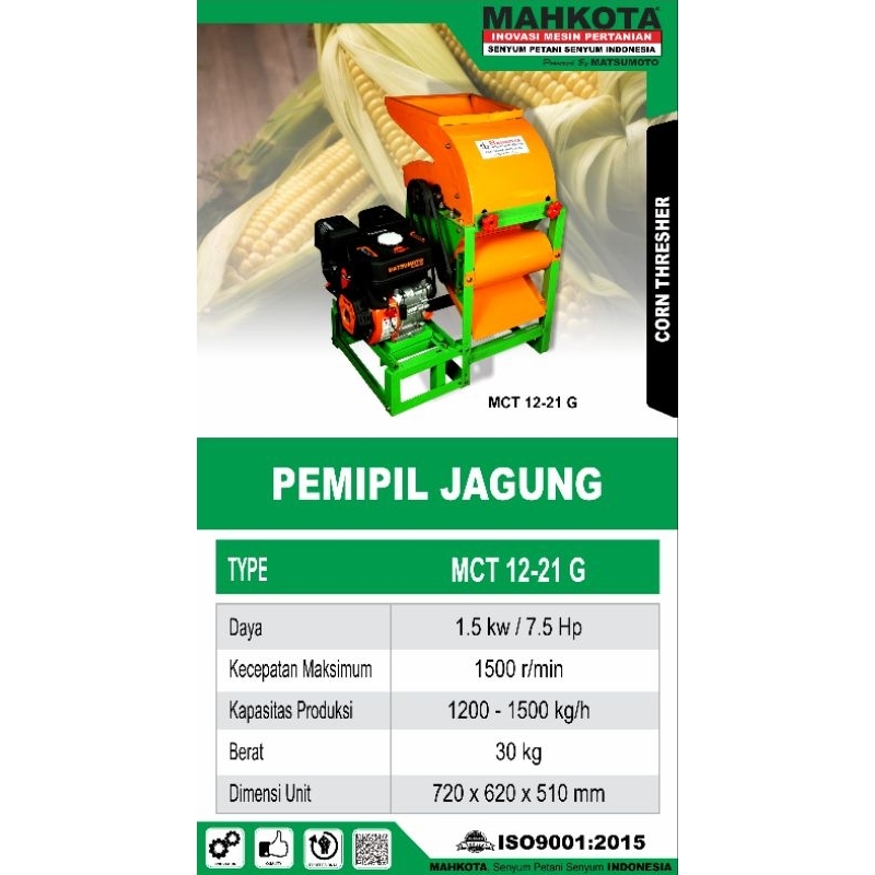 Mesin Pipil Jagung Mahkota MCT 12-21 G