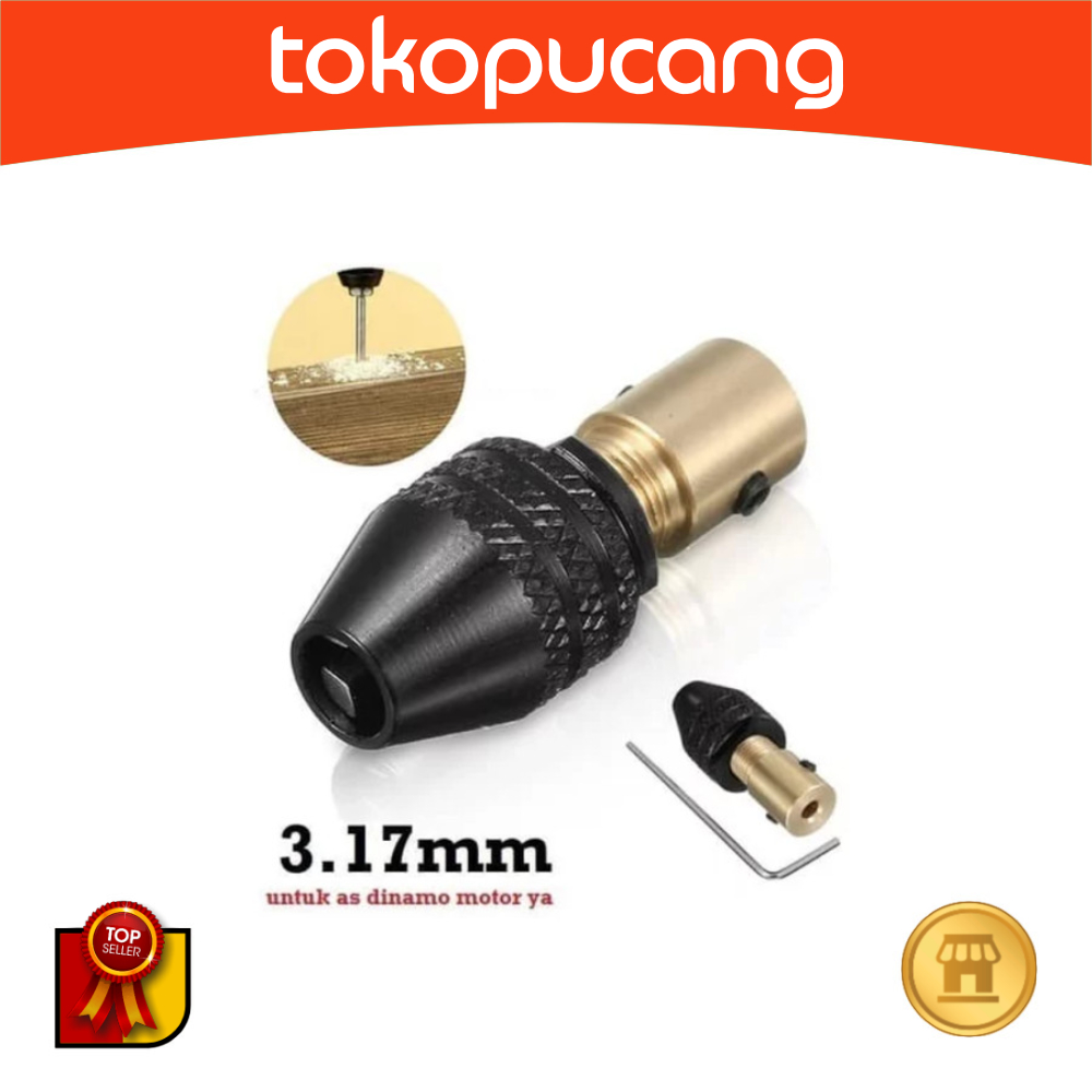 Kepala Bor Mini Drill as 3.17mm Keyless Chuck Collet Dinamo Motor DC