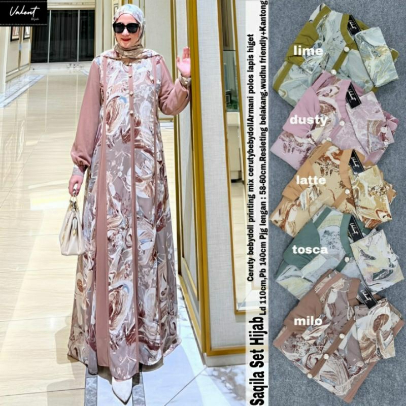 saqila set hijab by valent || ceruty babydoll printing