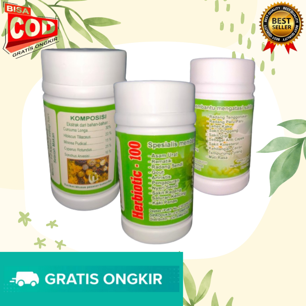 BERKWALITAS Herbiotic-100 ASLI ORIGINAL PASTI SEMBUH HATI2 BARANG TIRUAN Herbiotik