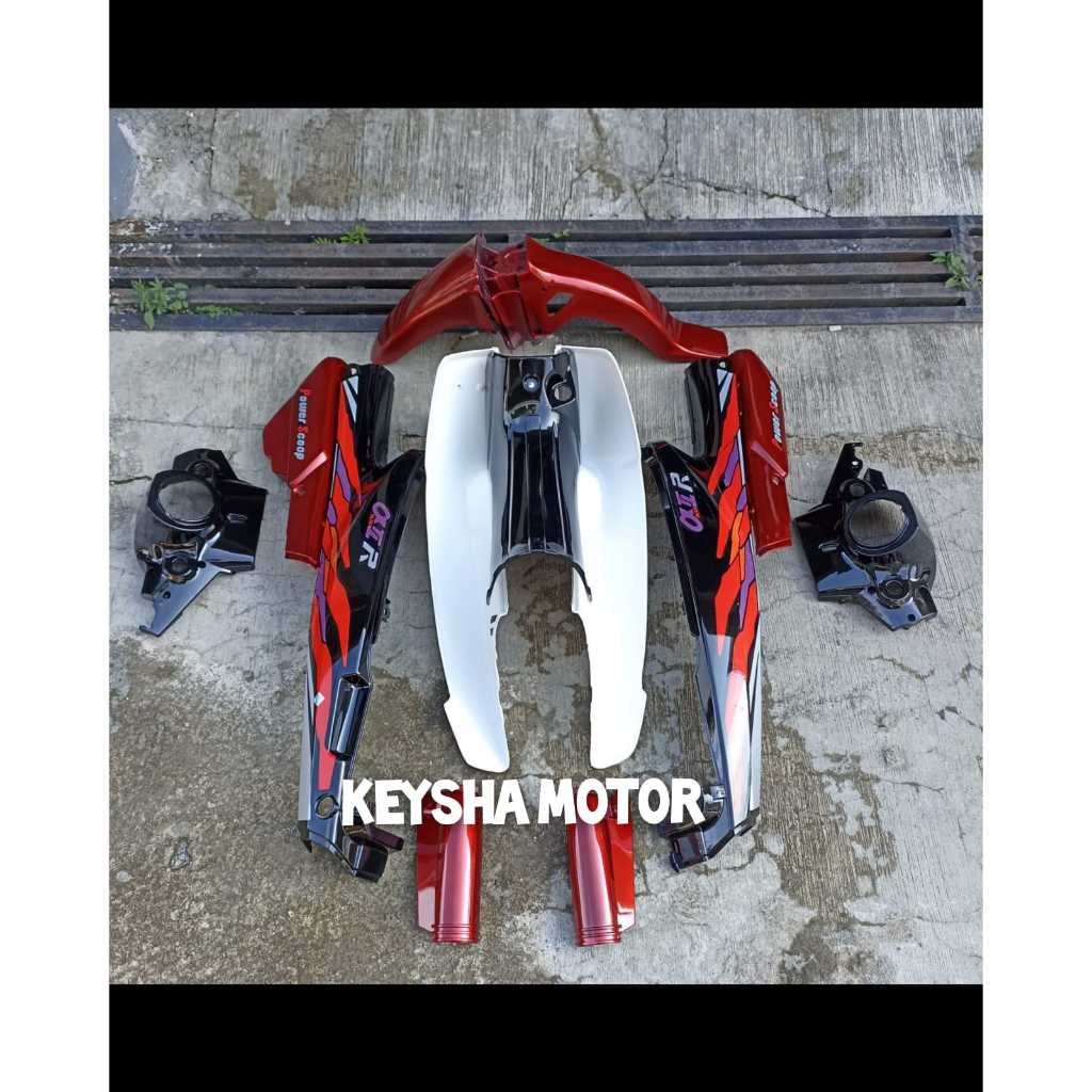 FULL BODY HALUS YAMAHA ALFA BODY SET YAMAHA ALFA WARNA HITAM MERAH SET SAYAP