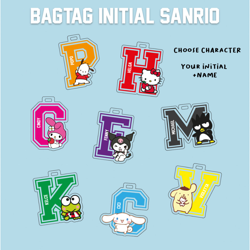 Bagtag Initial Sanrio Cinnamoroll My Melody Kuromi Gantungan Tas Tag Koper