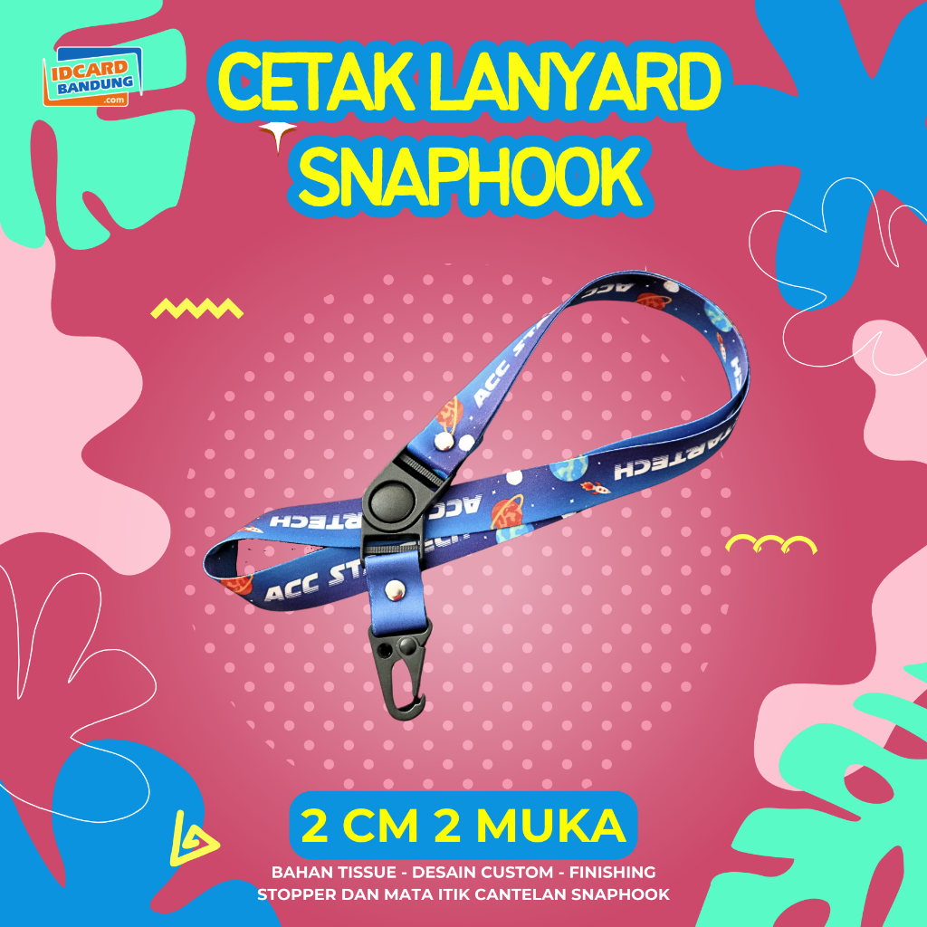 

Custom Tali Lanyard Cantelan Snaphook Print Sublim 2cm cetak 2 muka