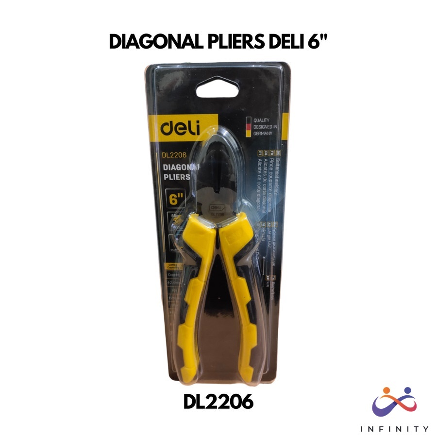 Tang Potong Kawat DELI 6" Inch Diagonal Cutting Nippers Pliers INF