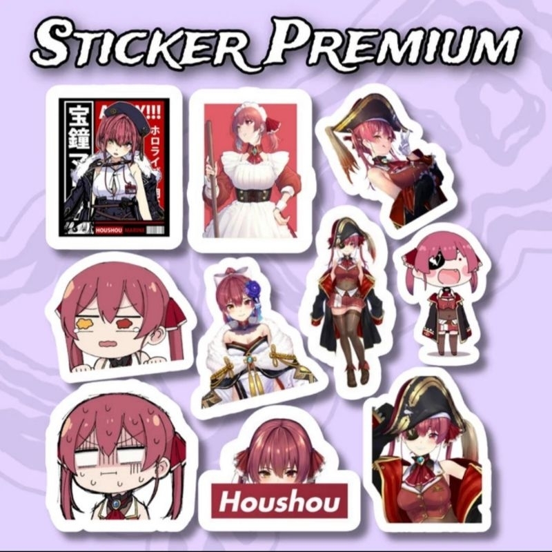 

Sticker Houshou Marine Vtuber HoloLive Pack 10pcs Premium Waterproof