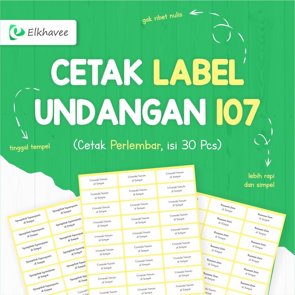 Cetak / Print Sticker Label Nama Undangan / Label 107