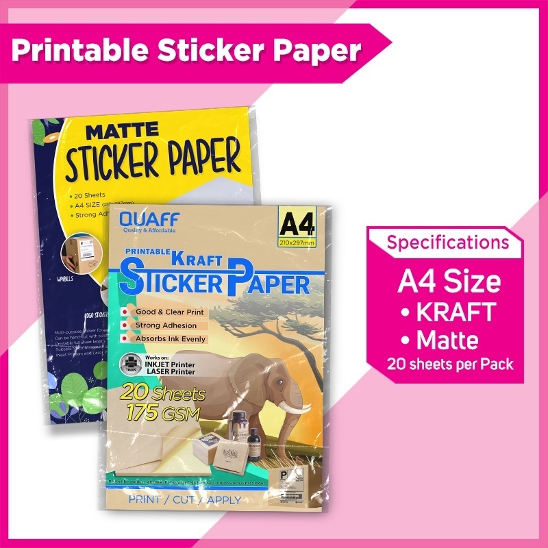 

Kertas Stiker Label Matte kertas kraft Coklat A4 175GSM Kertas Samson Untuk Label & 20 Lembar