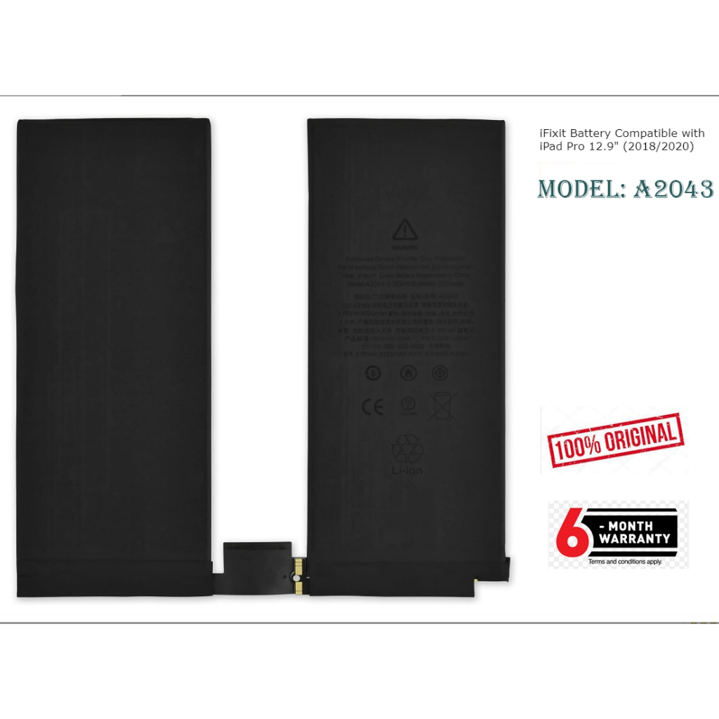 Baterai Tablet Ip Pro 12.9 2018 2020 battery model A2043 9720mAH