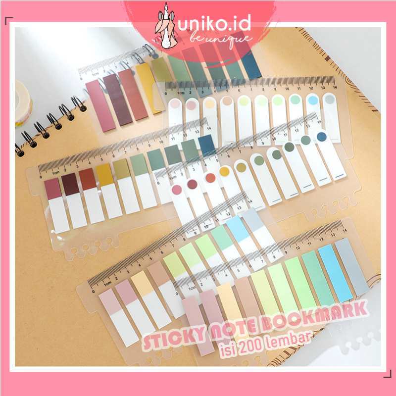 

OVERFLOWS.ID 200 Lembar Sticky Note Warna Neon Pastel Macaron Morandi Vintage Untuk Pembatas Buku notepad mini paper kertas pots it