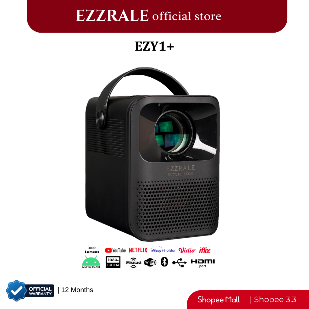Ezzrale EZY1+ (150 ANSI) 3000 Lumens Smart Android Projector