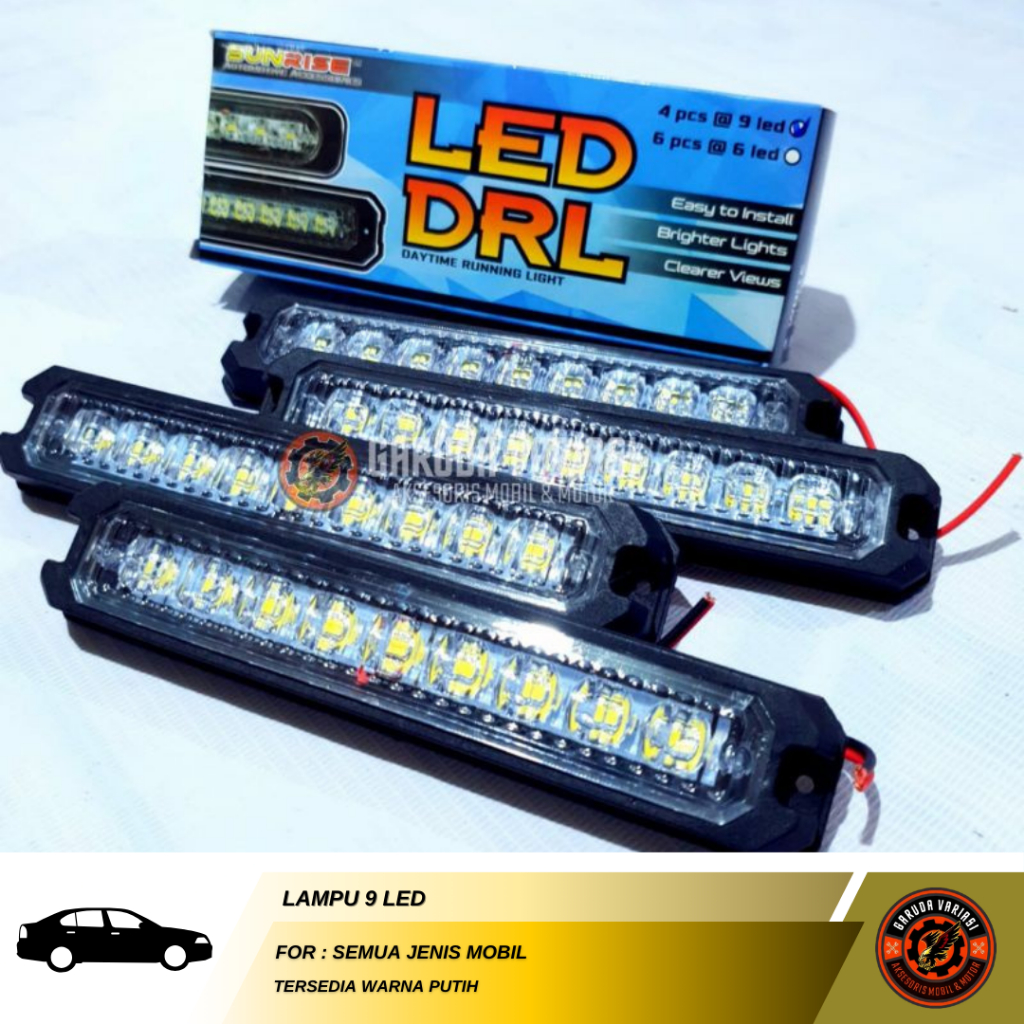 Lampu 9 LED / Lampu Mobil Motor Sepeda Dsb / Lampu Bemper Depan Belakang Mobil