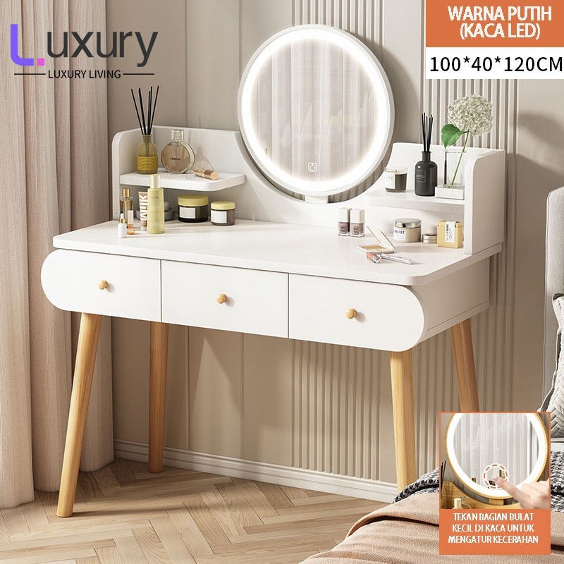 LL Rias Putih/Meja Rias Lampu Minimalis/Meja Rias kecil/ Meja make up lampu led/Meja Rias/Meja Rias 
