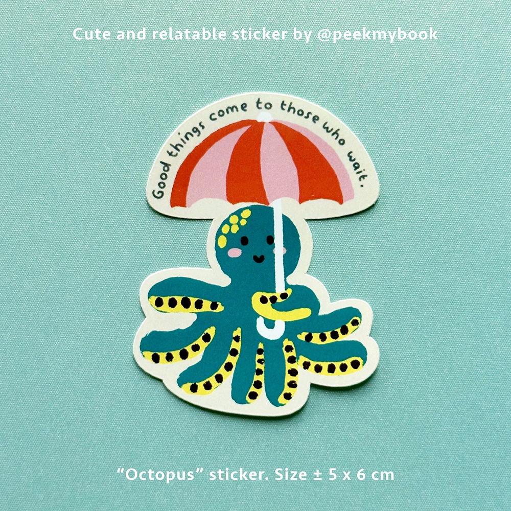 

Octopus - Die Cut Sticker Satuan Peekmybook / Stiker Lucu / Relatable Sticker / Stiker Deco