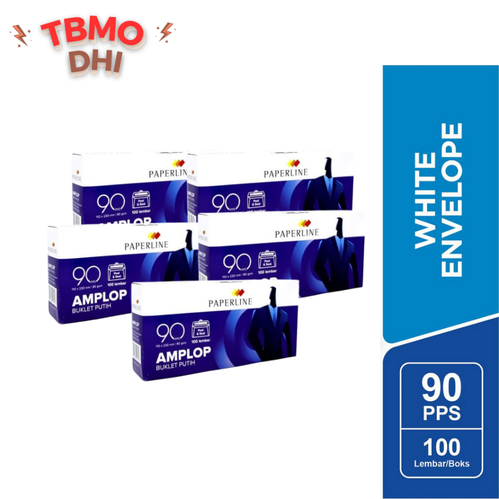 

( Pack Isi 5 ) Amplop Putih Paperline 90 PPS Uk. 110 x 230 mm