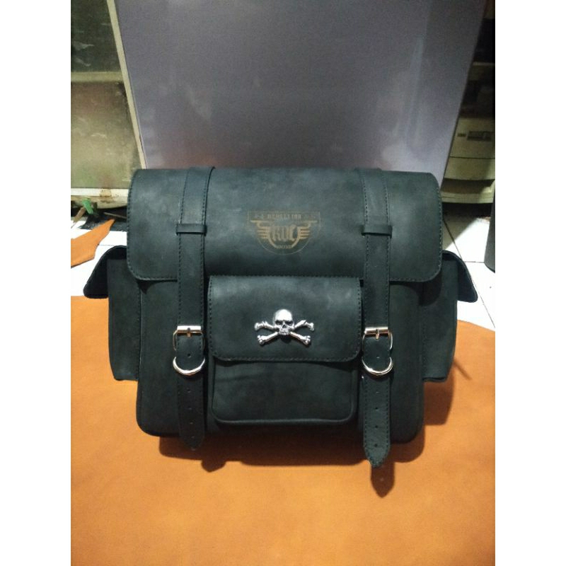side bag kulit sapi royal enfield,benelli,honda,estrella,w175