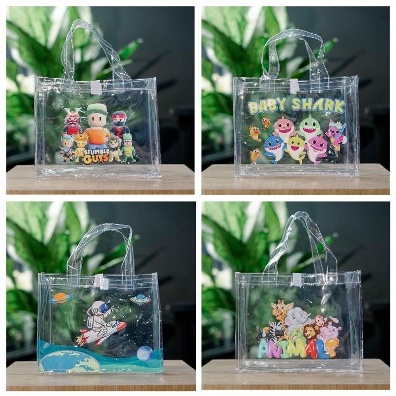 

(READY STOK). Tas Mika UV Transparan, tas ulang tahun, Tas hampers LANDSCAPE