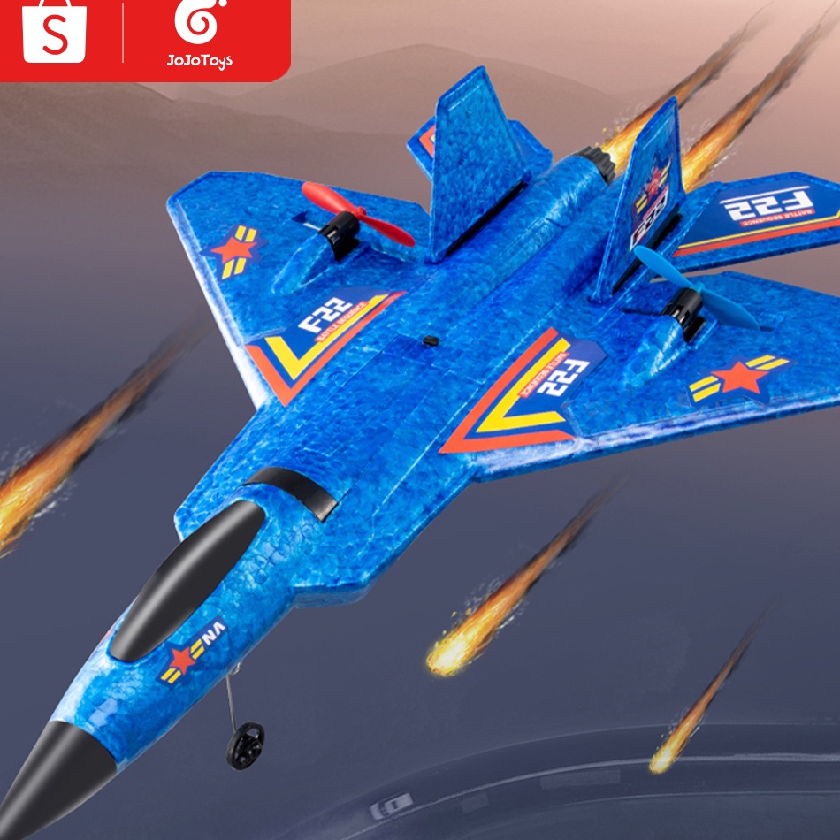 Terbaru JOJOTOY Mainan Pesawat RC F22 Terbang Remote Control LED Pesawat Glider Airplane