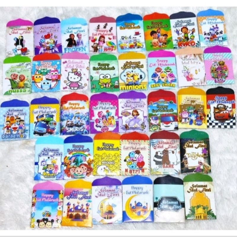 

(50pcs) 5 pack Amplop lebaran motif karakter kualitas premium ukuran medium