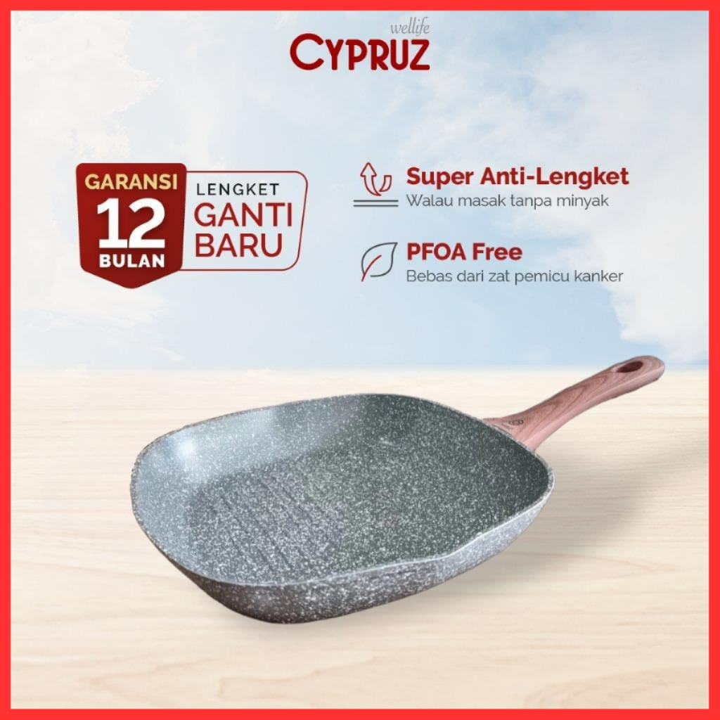 cypruz marble grill pan 28cm FP-0648 wajan anti lengket wajan keramik wajan marble