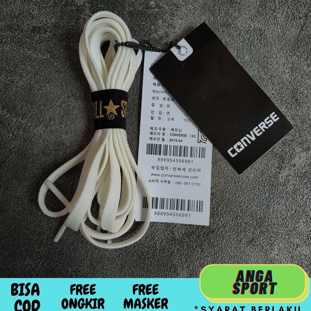 VIRAL TALI SEPATU CONVERSE FLAT PIPIH ORIGINAL  TALI SEPATU SNEAKERS SHOELACES PANJANG 1112 CM CREAM