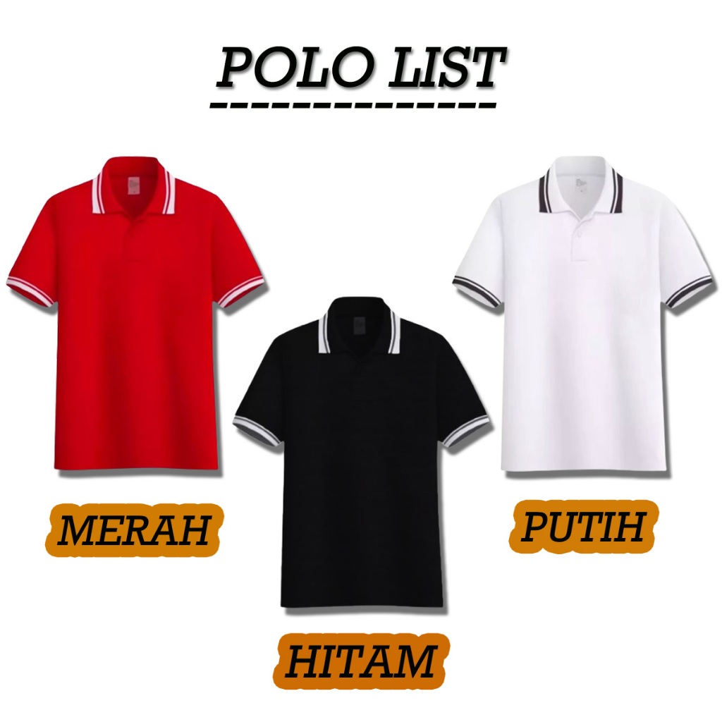 Baju kaos polo List pria dan wanita lengan pendek / polo shirt List / baju kaos kerah pria motif pol
