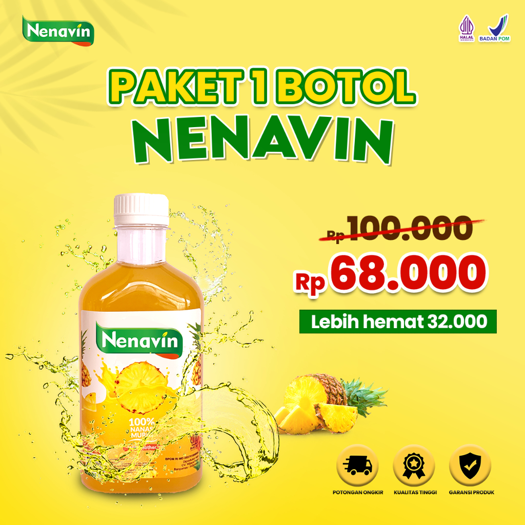 

Nenavin 100% Cuka Nanas 280ml - Multivitamin Bantu Jaga Kesehatan - Halal dan BPOM