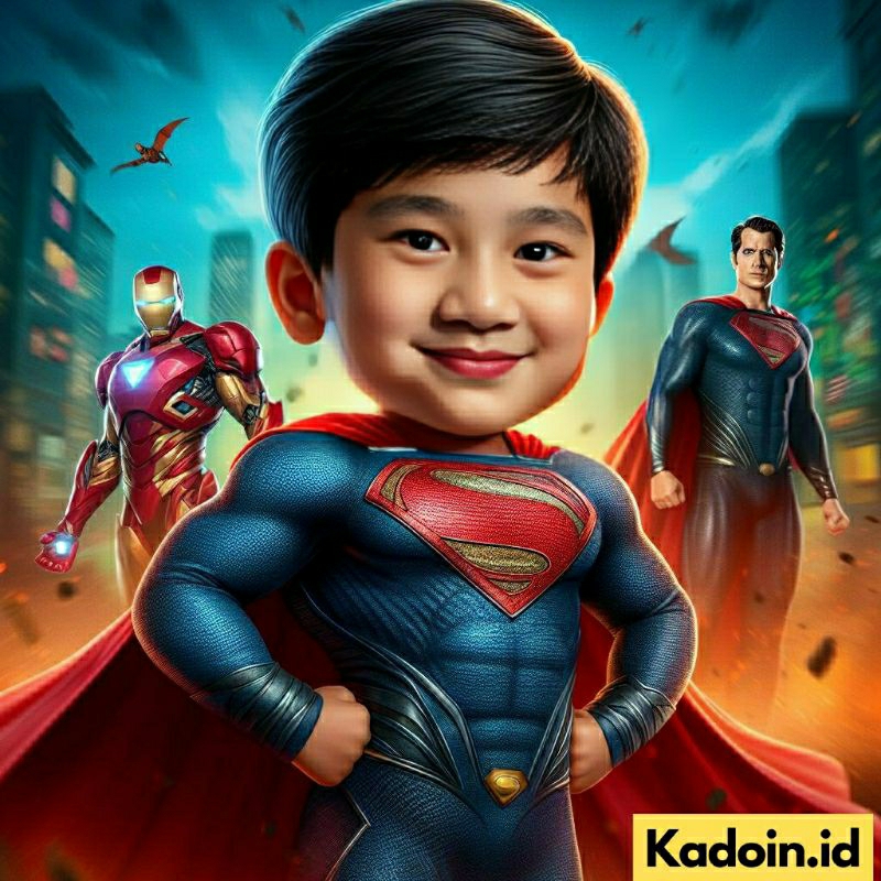 Jasa Edit Karikatur Anak Superhero Untuk Kado Ulang Tahun/Wisuda/Anniversary/Pernikahan dll