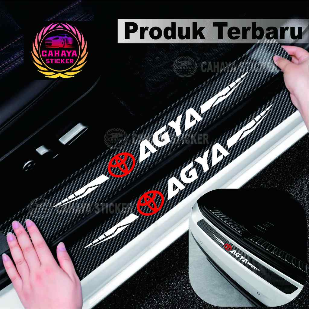 5pcs  sticker mobil toyota agya sticker sill plate carbon 3D mobil toyota agya sticker carbon agya 3