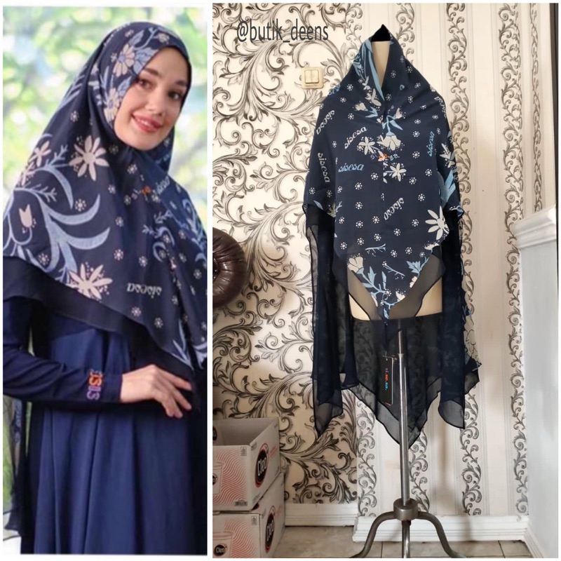 khimar sisesa batik navy