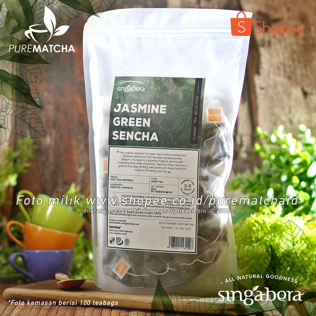 

Singabera - Jasmine Green Sencha Tea 100tb Teh Hijau Melati Premium Indonesian Tea