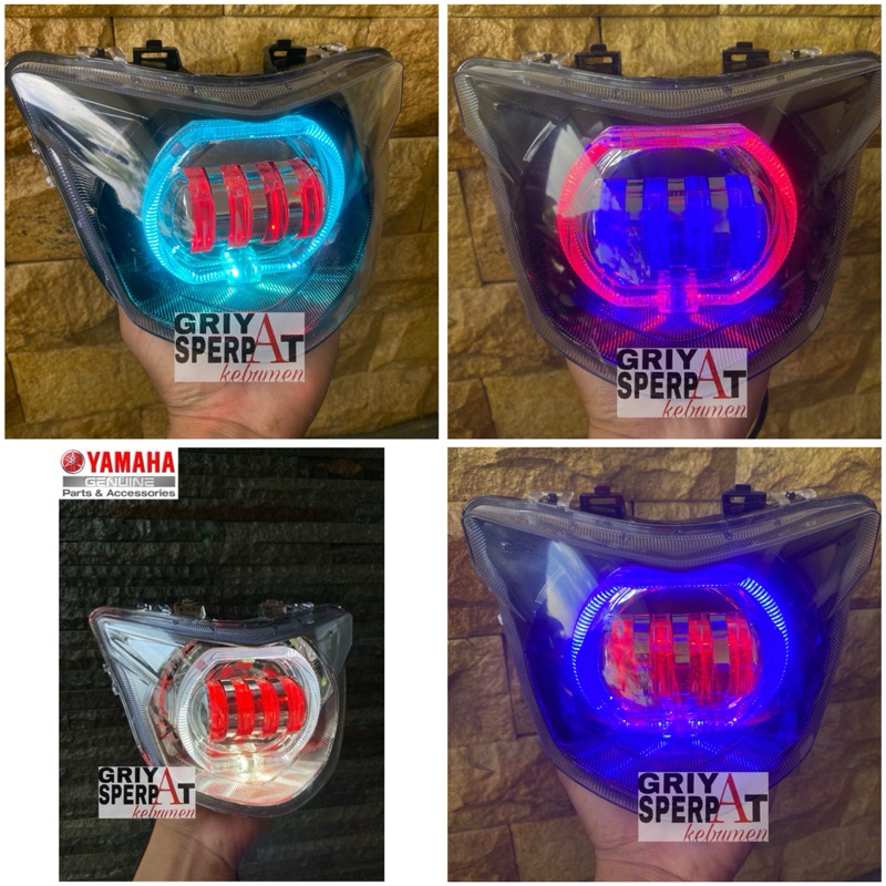 LAMPU DEPAN JUPITER MX KING BILED PROJIE LED 4 LENSA