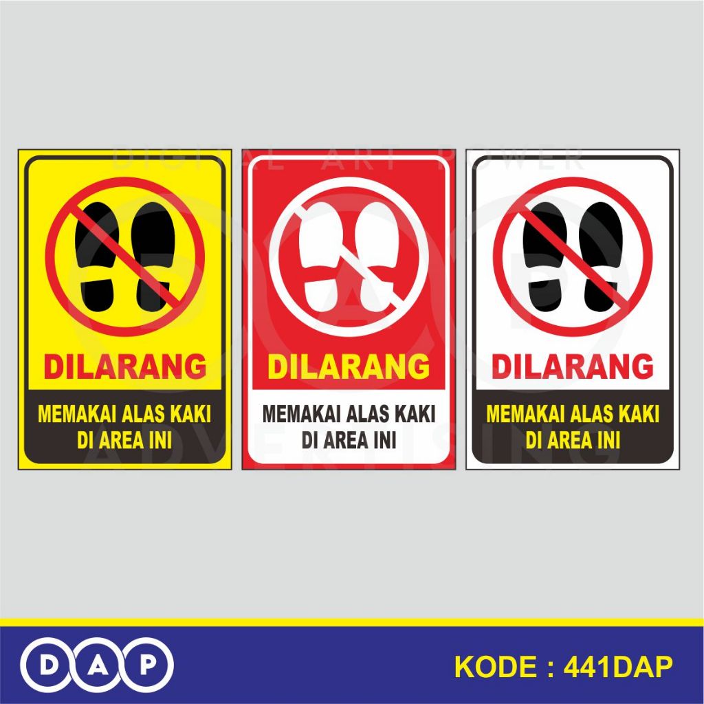 

441 - STIKER DILARANG MEMAKAI ALAS KAKI - 20 X 30 CM - VYNIL - TERBAIK
