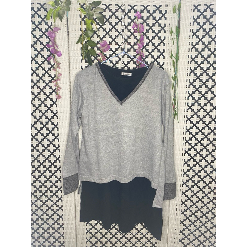 tunik wanita bahan kaos warna abu hitam polos