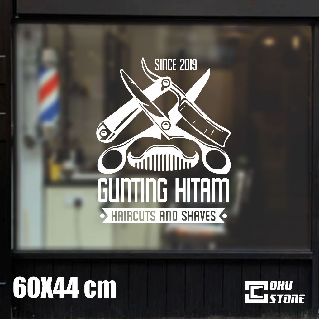 Custom 24 Sticker GUNTING DAN GUNTING CUKUR BARBERSHOP - OKU STORE
