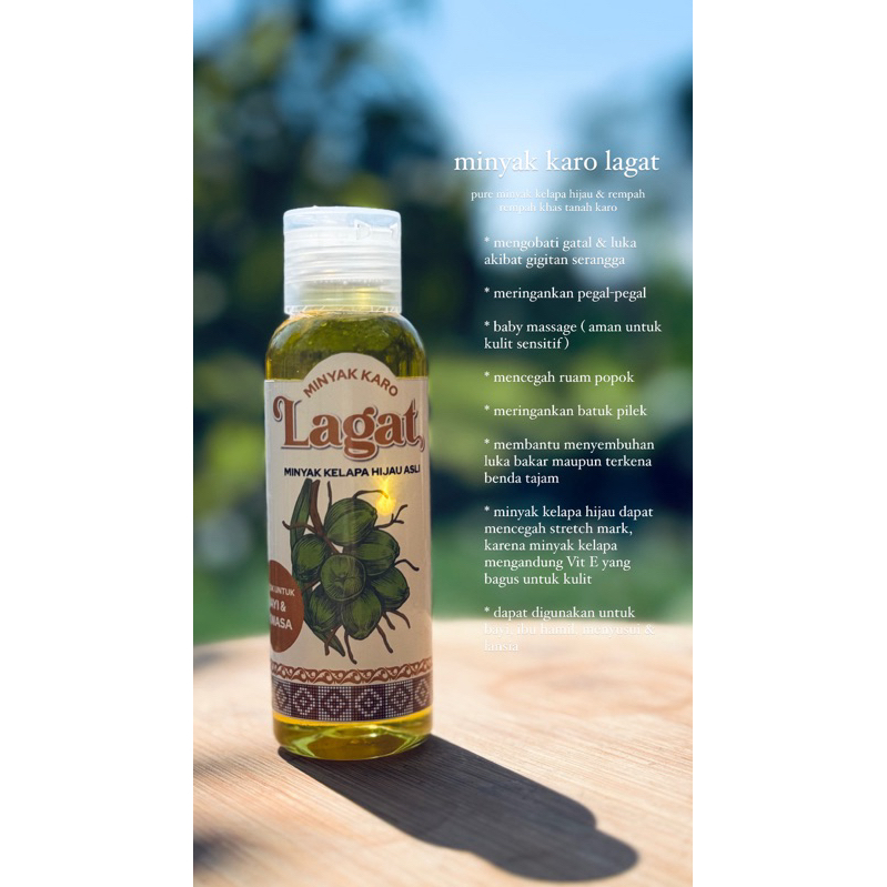 Minyak karo asli kelapa hijau 100 ml (minyak urut/minyak kusuk)