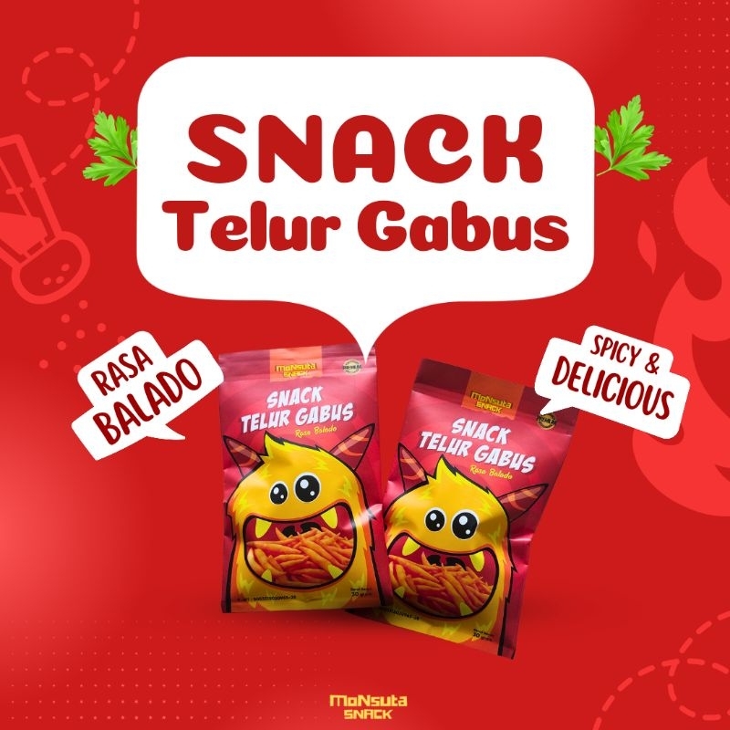 

SNACK TELUR GABUS RASA BALADO 30GR - MONSUTA SNACK