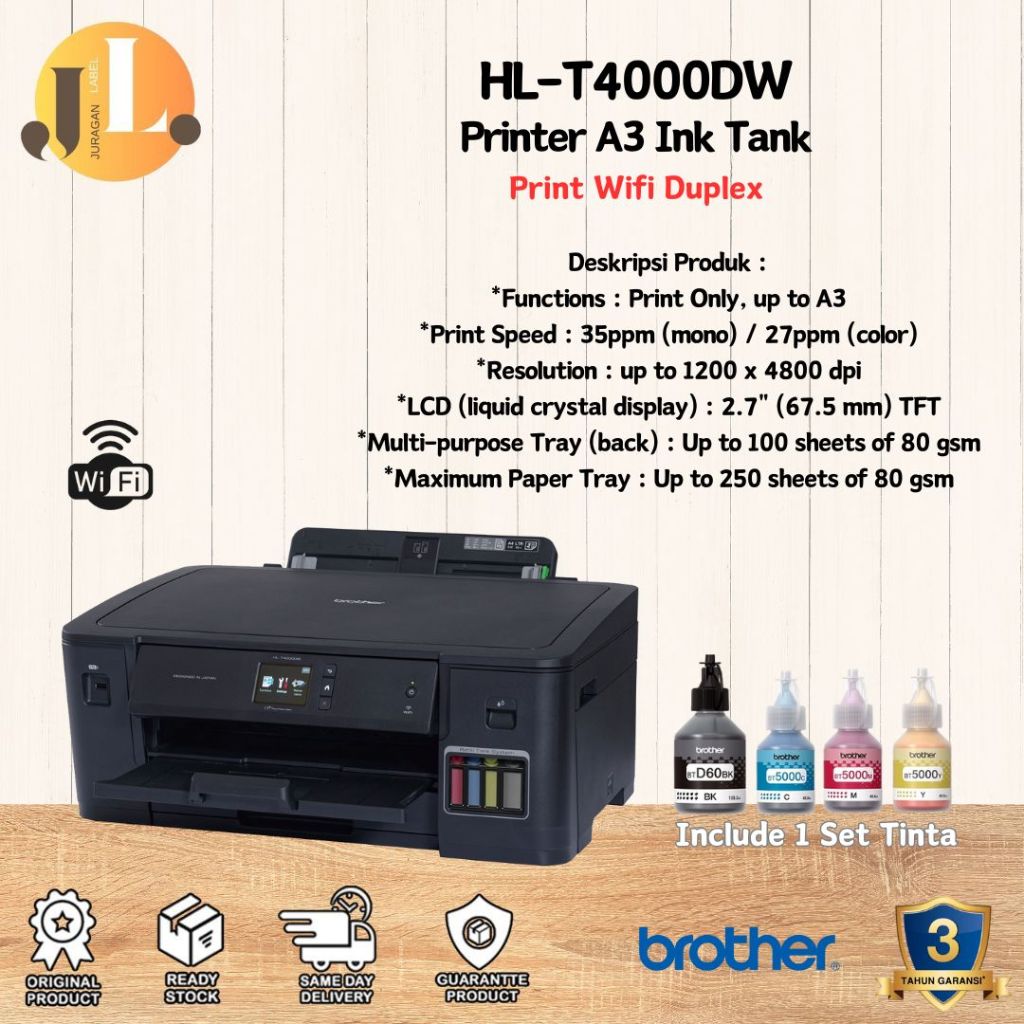 Printer A3 Brother HL-T4000DW Duplex Wifi Garansi Resmi T4000